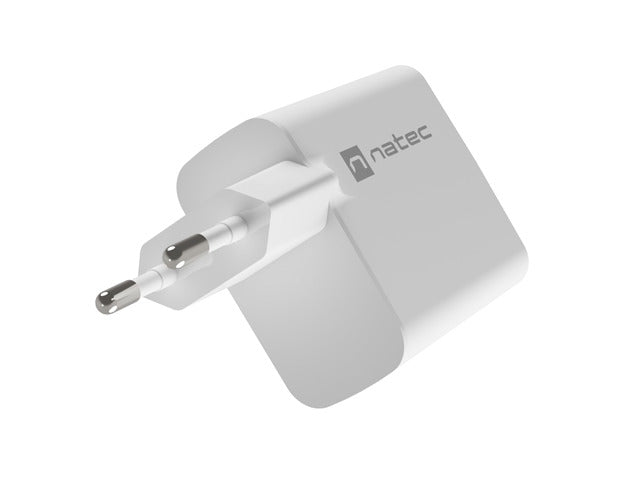 Natec USB Charger  Ribera Gan 1X USB-A + 1X USB-C 45W, White