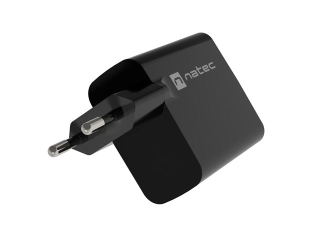 Natec USB Charger Ribera Gan 1X USB-A + 1X USB-C 45W, Black