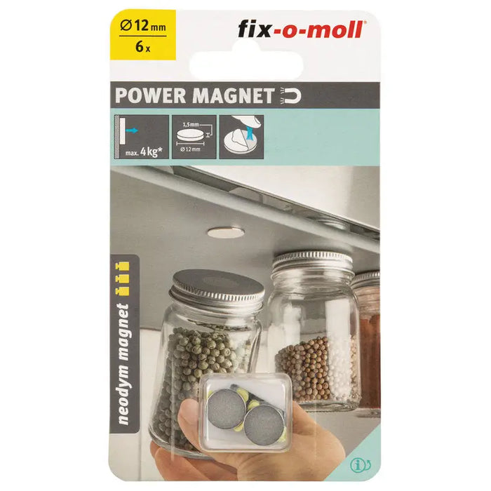 NEODYMIUM MAGNET DISC GRAY 12 MM 6 PCS FIX-O-MOLL - Магнитни инструменти и аксесоари<<<Ръчни инструменти<<<Инструменти