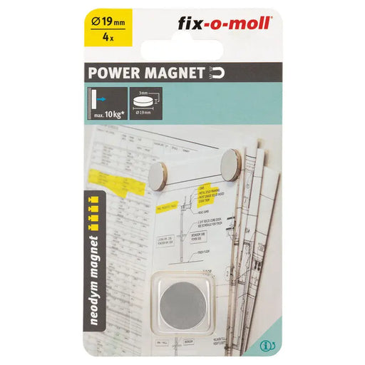 NEODYMIUM MAGNET DISC GRAY 19 MM/3 MM 4 PCS FIX-O-MOLL - Магнитни инструменти и аксесоари<<<Ръчни