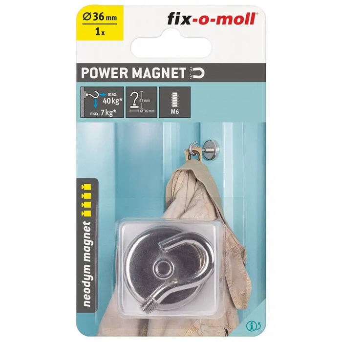 NEODYMIUM MAGNET HOOK 36MM/49.5MM FIX-O-MOLL - Магнитни инструменти и аксесоари<<<Ръчни инструменти<<<Инструменти и