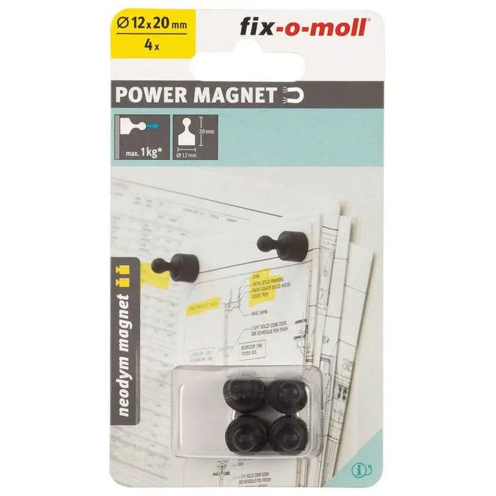 NEODYMIUM MAGNETIC PINS/ SPONGES 12 MM/20 MM 4PCS FIX-O-MOLL BLACK - Магнитни инструменти и аксесоари<<<Ръчни