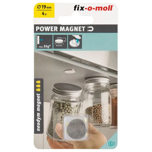 NEODYMUM MAGNET DISC GRAY 19 MM 4 PCS FIX-O-MOLL - Магнитни инструменти и аксесоари<<<Ръчни инструменти<<<Инструменти и
