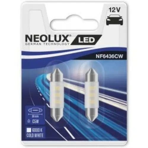 NEOLUX FESTOON 36MM 6000K 0,5W 12V BLISTER X2 PCS - АВТОАКСЕСОАРИ<<<MaxCar