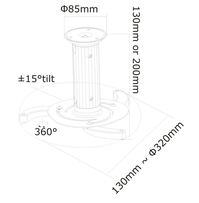 Neomounts Projector Ceiling Mount (height: 8-15 cm), silver