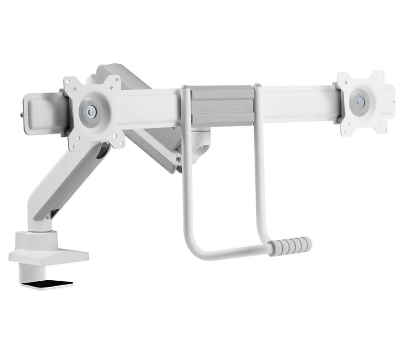 Neomounts Screen Desk Mount 2 screens (topfix clamp & grommet) for 2 Monitor Screens, White