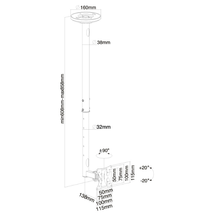 Neomounts Flat Screen Ceiling Mount (Height: 60-85 cm)