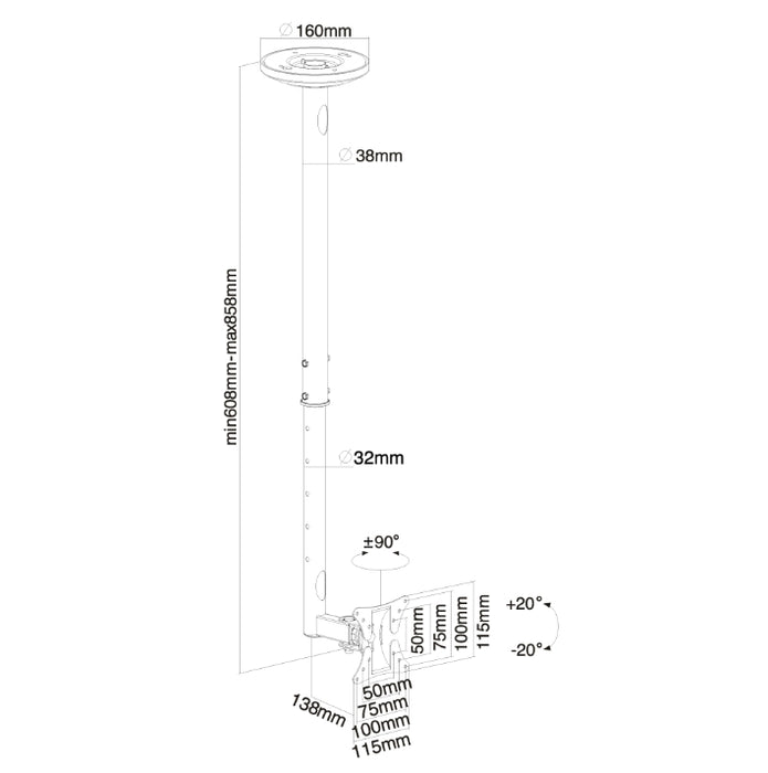 Neomounts Flat Screen Ceiling Mount (Height: 60-85 cm)