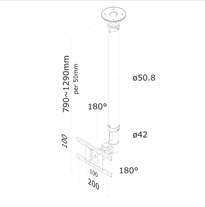 Neomounts Flat Screen Ceiling Mount (Height: 79-129 cm)