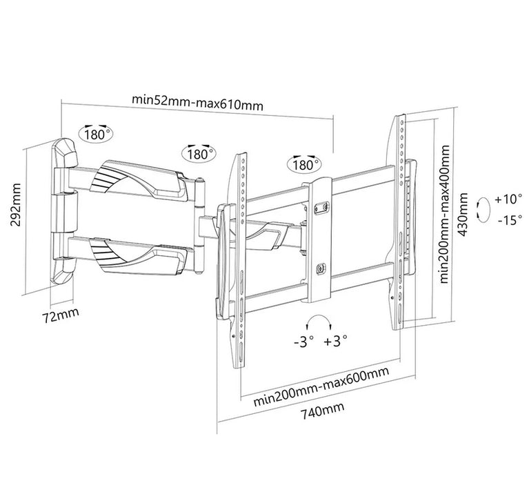 Neomounts Flat Screen Wall Mount (tilt & turn), 32"-60"