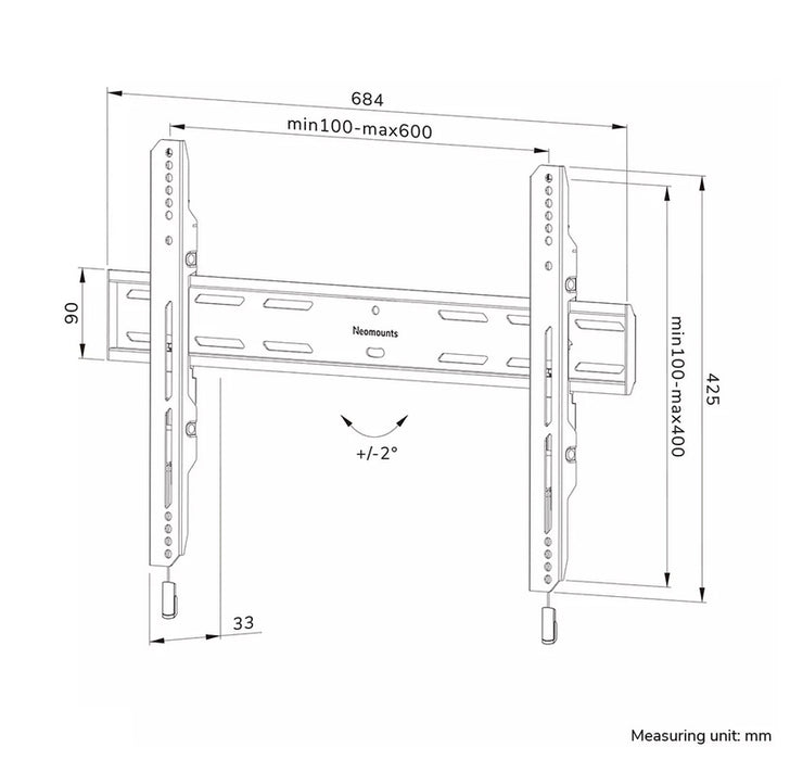Neomounts Level-850 TV mount wall 42-86" - fixed - lockable - fast installation