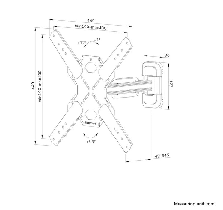Neomounts LEVEL-850 Wall Mount (full motion, 2 pivots, VESA 400x400)