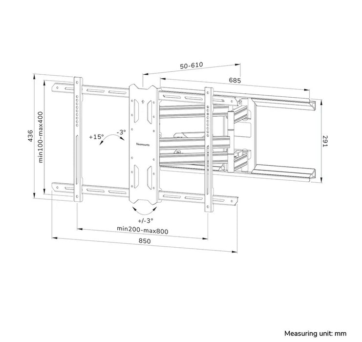 Neomounts Level-850 Wall Mount (full motion, 3 pivots, VESA 800x400)