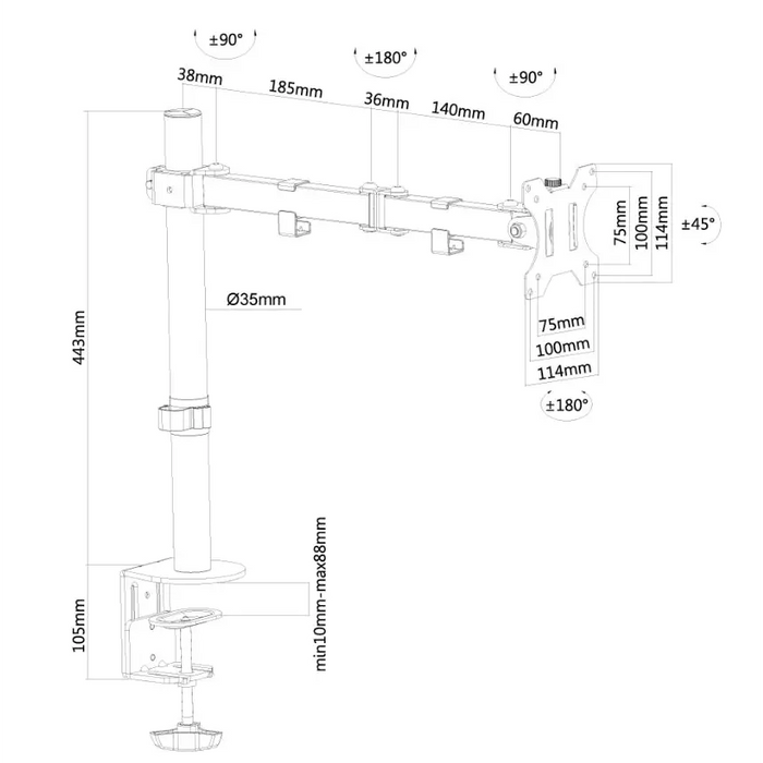 Neomounts Flat Screen Desk Mount (clamp/grommet) 10’’-32’’ - Стойки за бюро<<<NEOMOUNTS BY NEWSTAR стойки<<<NEOMOUNTS