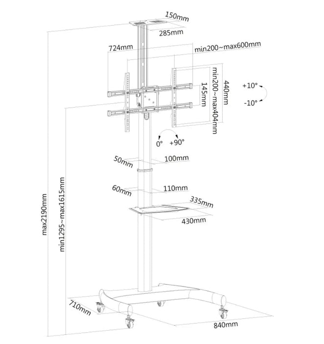 Neomounts Mobile Flat Screen Floor Stand (height: 130-162 cm) - Колички и поставки за екрани на под<<<NEOMOUNTS