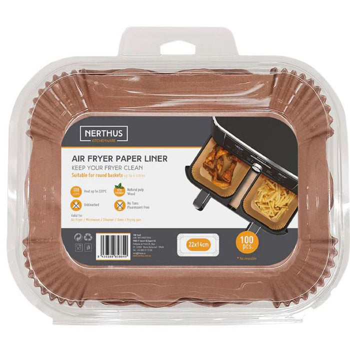 PAPER BASKET FOR AIR FRYER RECTANGULAR 100 PCS NERTHUS