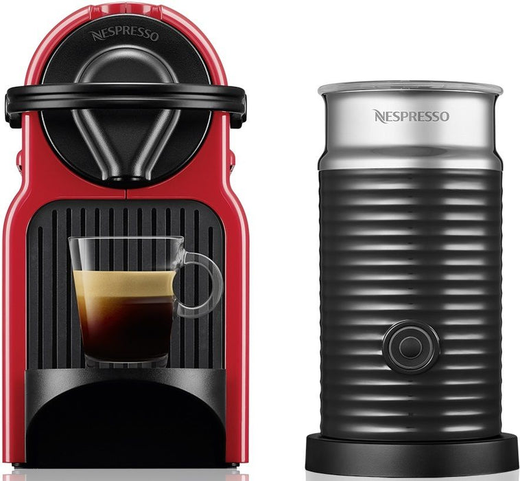 Coffee machine with capsules NESPRESSO Inissia Red & Aeroccino