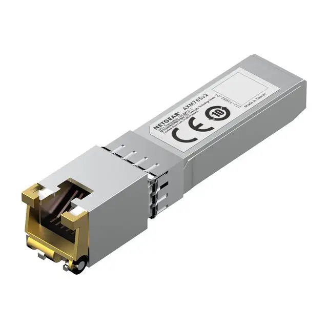 NETGEAR 10GBASE-T SFP+ Transceiver AXM765v2 delivers 10G copper connectivity with CAT6a or CAT7 cabling up to 80 meters
