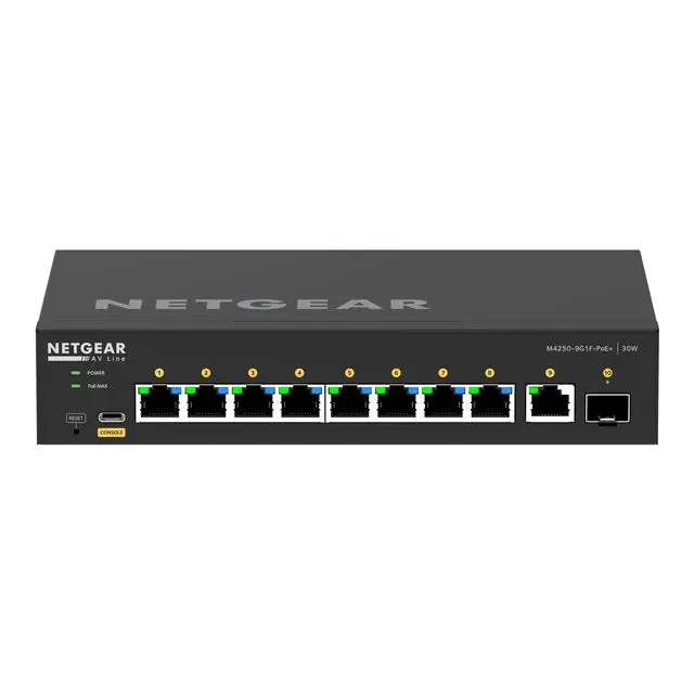 NETGEAR 10PT M4250-9G1F-POE+ Managed Switch - Switch - CLI Managed<<<Мрежи<<<Мрежи и умен дом<<<ALSO&&&Компютър Мрежи и