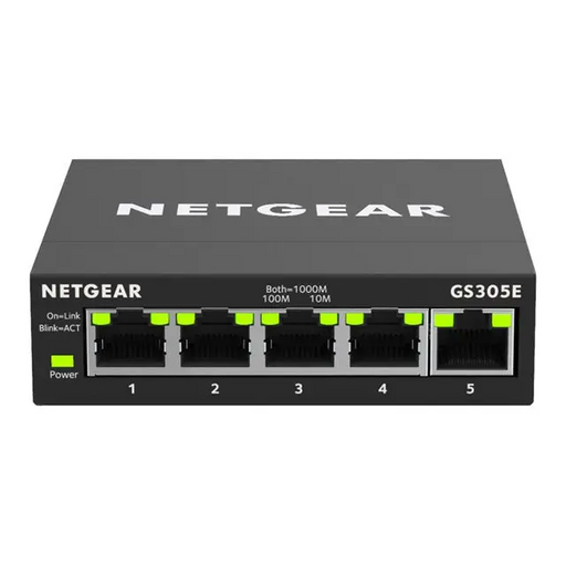 NETGEAR 5-Port Gigabit Ethernet Smart Managed Plus Switch for SMB Metal Case Desktop Fanless - Комутатор