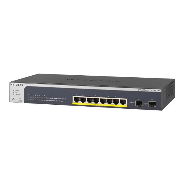 NETGEAR 8-Port PoE+ Gigabit Ethernet Smart Managed Switch with 2 SFP Ports 190W GS510TPP - Switch - CLI