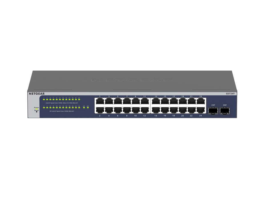 NETGEAR GS724T 24 Port Gigabit Smart Switch 2x combo copper/ SFP Ports Insight Remote/Cloud management