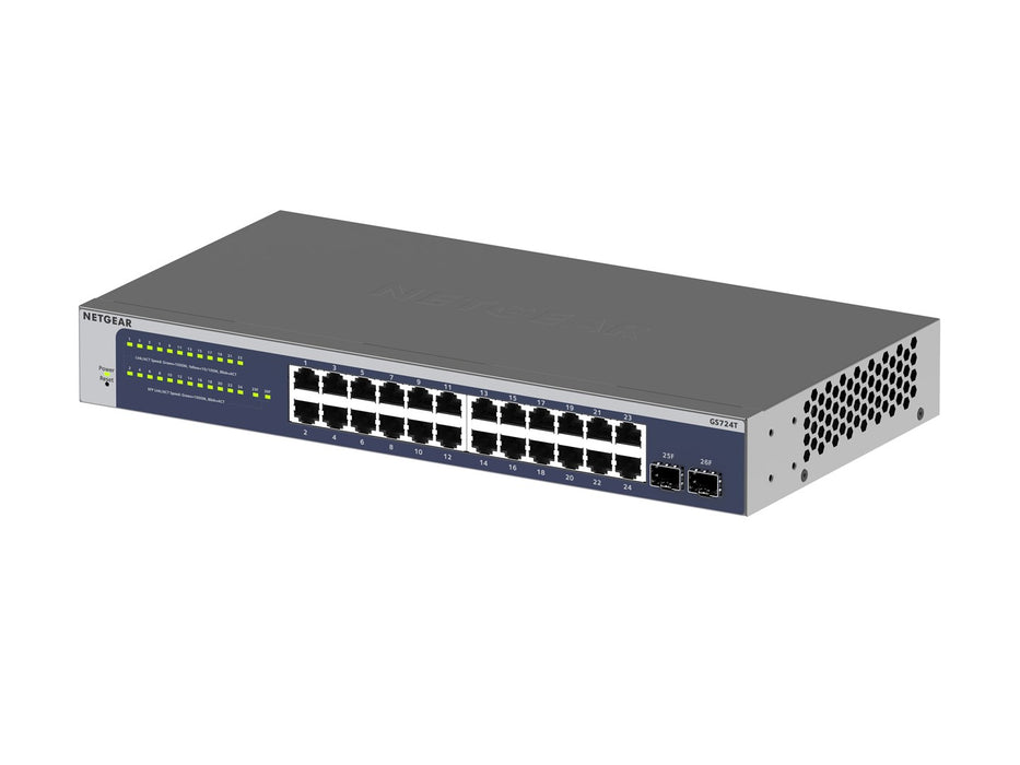NETGEAR GS724T 24 Port Gigabit Smart Switch 2x combo copper/ SFP Ports Insight Remote/Cloud management