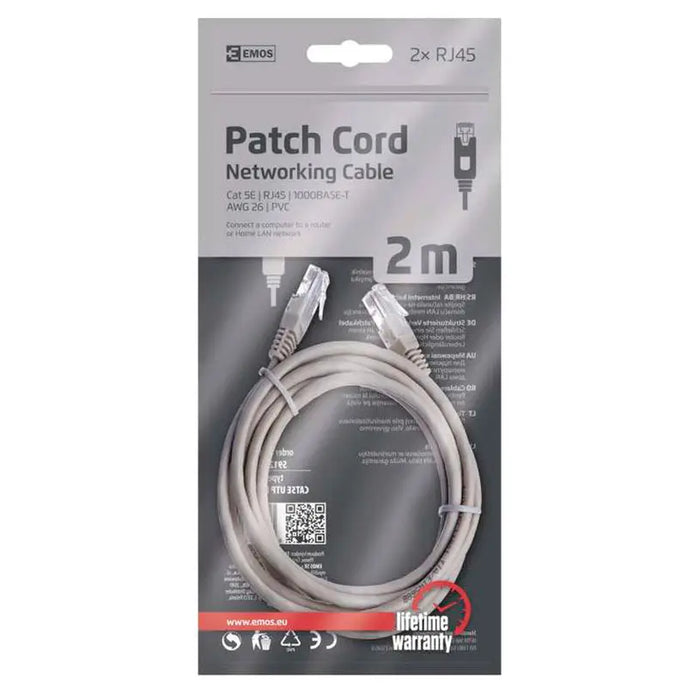 NETWORK CABLE EMOS 2M WHITE - Кабели<<<Електроматериали<<<Строителни