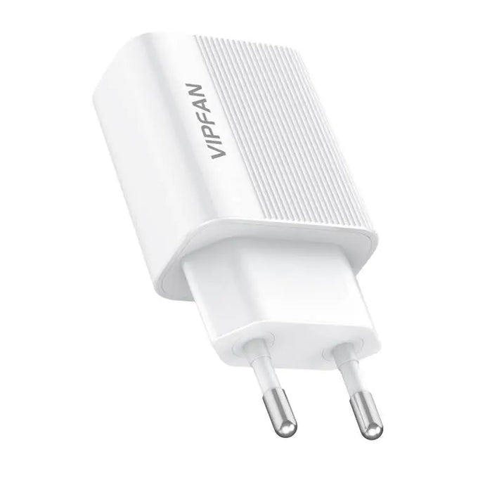 Network charger VFAN E01 1x USB 2.4A + Lightning cable (white) - mains chargers<<<Chargers<<<GSM Accessories<<<InnproXML