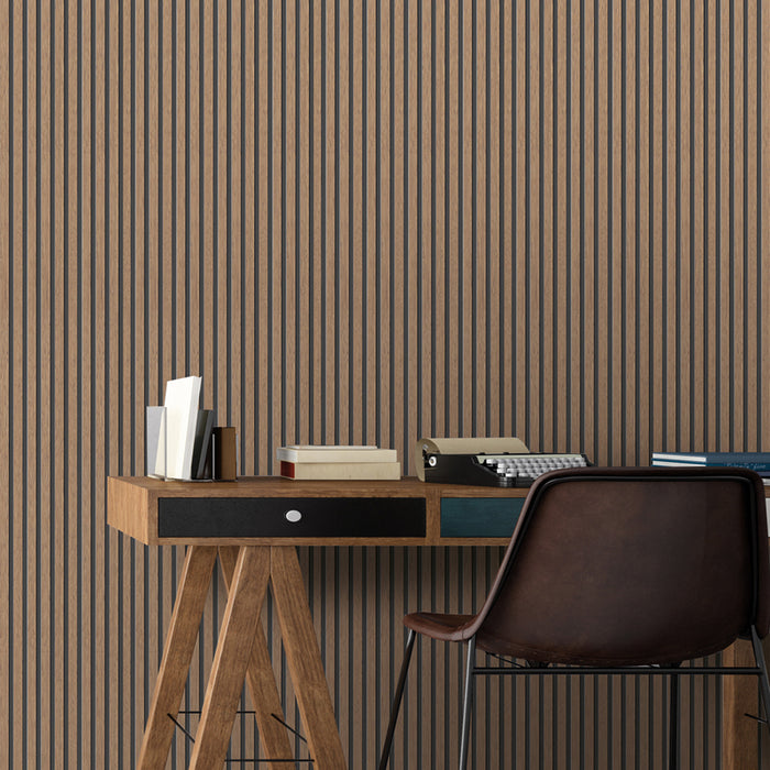 3D MDF WALL PANELS NEUHOFER OAK LAMINATED 267X18X0.8 CM