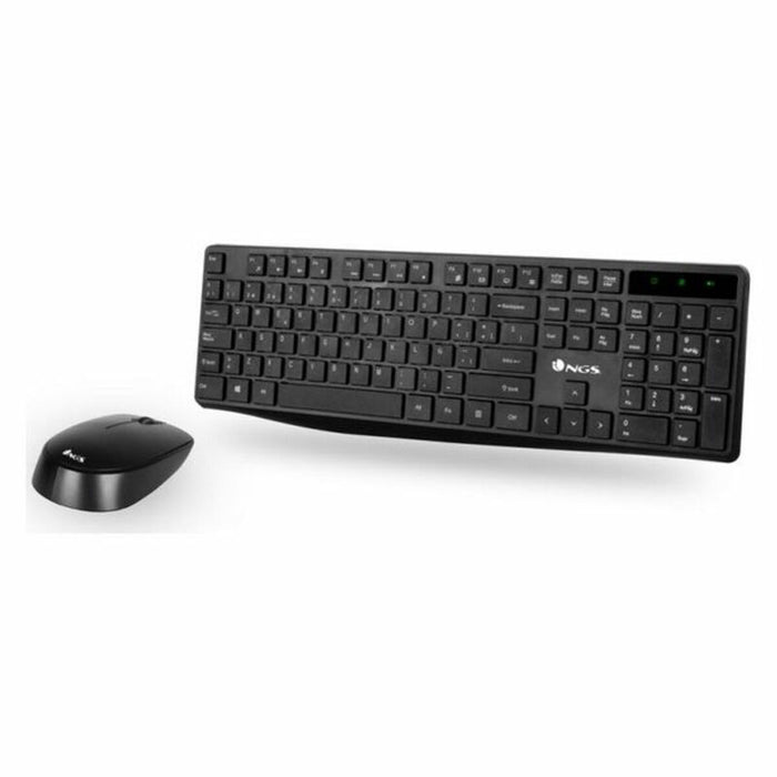 Keyboard and Wireless Mouse NGS NGSWIRELESSSETALLUREKIT Black