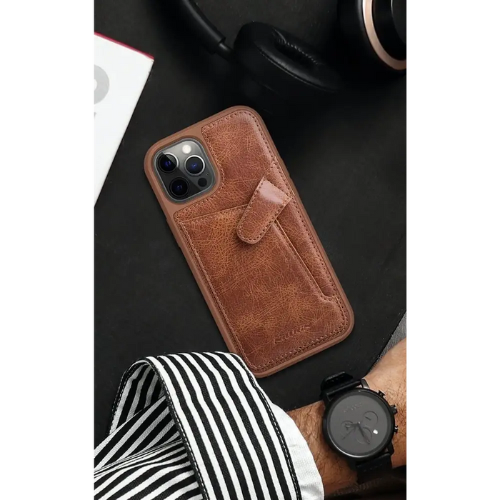 Nillkin Aoge Leather Case Flexible Armored Genuine Leather Case with Pocket for iPhone 12 Mini Black - Cell phone cases