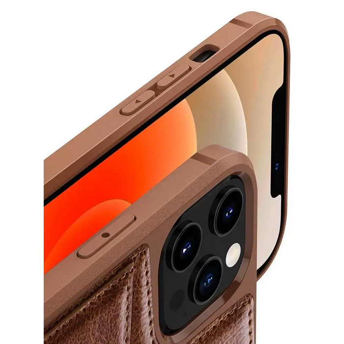 Nillkin Aoge Leather Case flexible armored genuine leather case with pocket for iPhone 12 mini brown - Cell phone cases