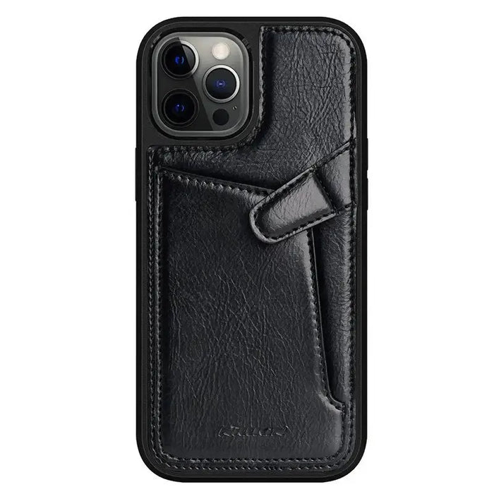 Nillkin Aoge Leather Case Flexible Armored Genuine Leather Case with Pocket for iPhone 12 Mini Black - Cell phone cases