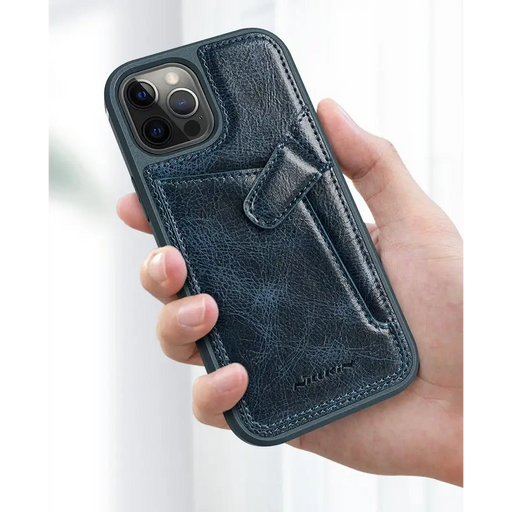 Nillkin Aoge Leather Case Flexible Armored Genuine Leather Case with Pocket for iPhone 12 Mini Black - Cell phone cases