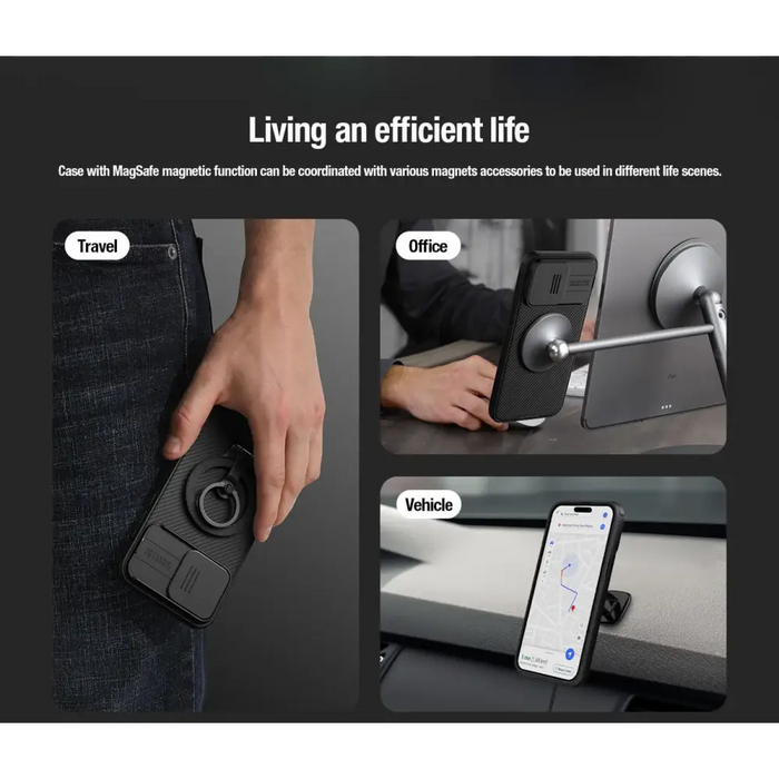 Nillkin CamShield Pro Magnetic Case for iPhone 15 Pro with Camera Protector - Black - Cell phone cases