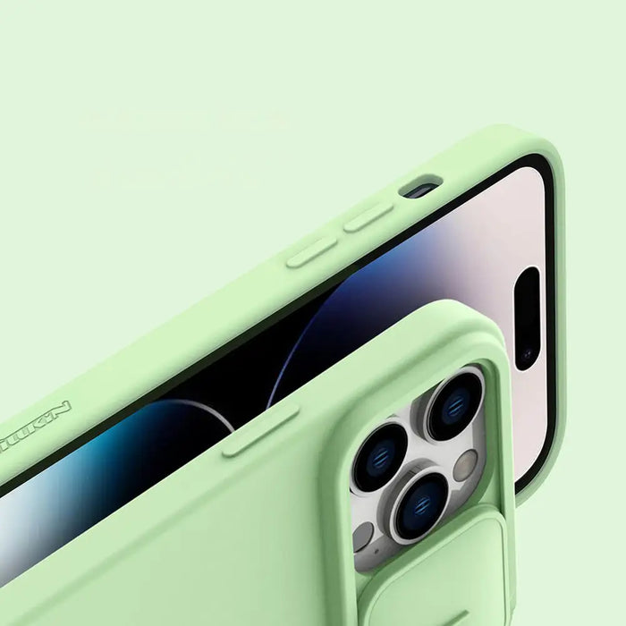 Nillkin CamShield Silky Silicone Case iPhone 14 Pro Case with Camera Protector Blue - Cell phone cases