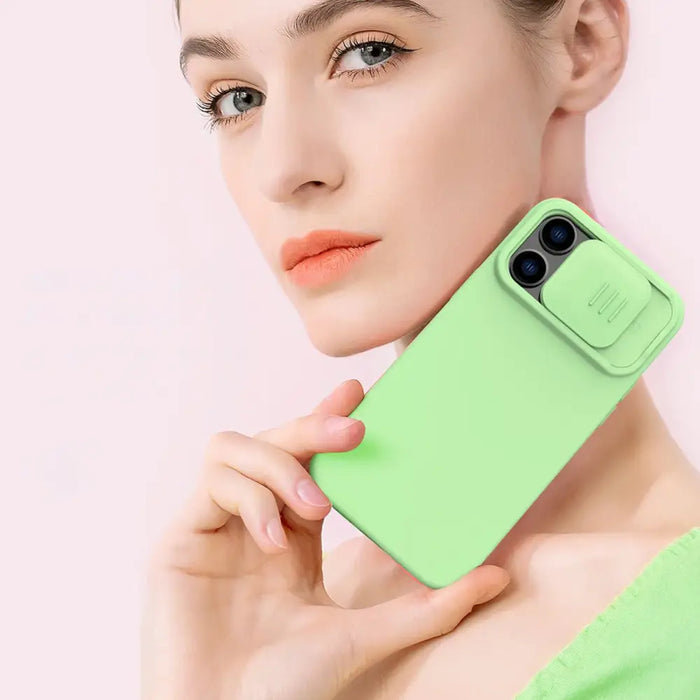Nillkin CamShield Silky Silicone Case iPhone 14 Pro case with camera cover green - Cell phone cases