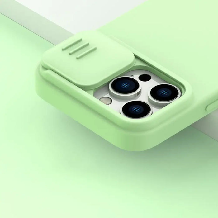 Nillkin CamShield Silky Silicone Case iPhone 14 Pro case with camera cover green - Cell phone cases