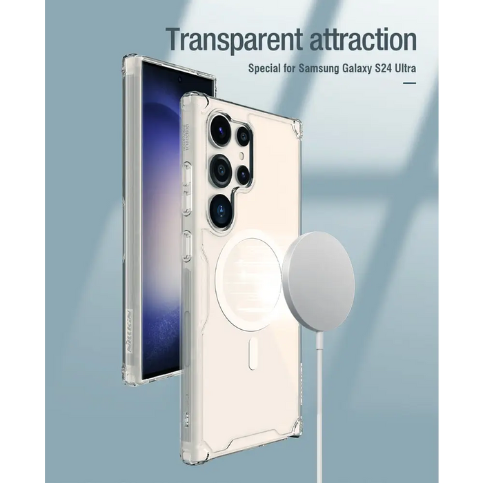 Nillkin Nature Pro armored case with a magnetic ring for Samsung Galaxy S24 Ultra - white - Cell phone cases