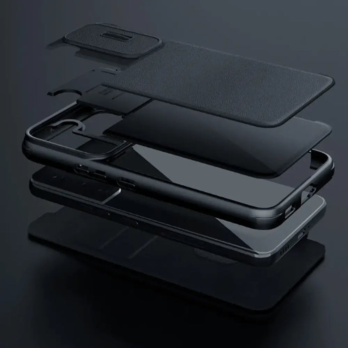 Nillkin Qin Cloth Pro Case Case for Samsung Galaxy S23+ Cover with Flip Camera Protector Blue - Cell phone cases