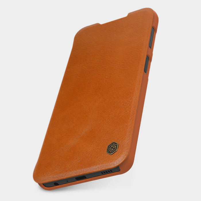 Nillkin Qin leather holster case for Samsung Galaxy A22 4G brown - Cell phone cases and covers<<<HurtelXML