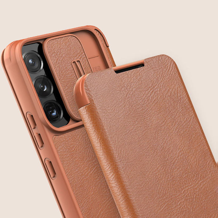 Nillkin Qin Leather Pro Case Case for Samsung Galaxy S22+ (S22 Plus) Camera Protector Holster Cover Flip Case Black