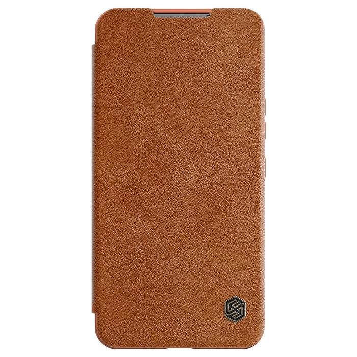 Nillkin Qin Leather Pro Case Case for Samsung Galaxy S22+ (S22 Plus) Camera Protector Holster Cover Flip Case Brown