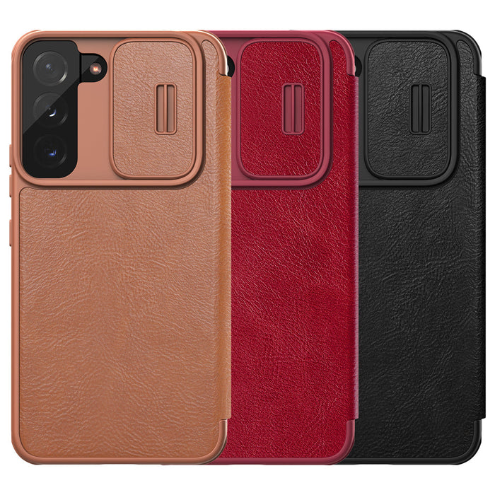 Nillkin Qin Leather Pro Case Case for Samsung Galaxy S22+ (S22 Plus) Camera Protector Holster Cover Flip Case Black