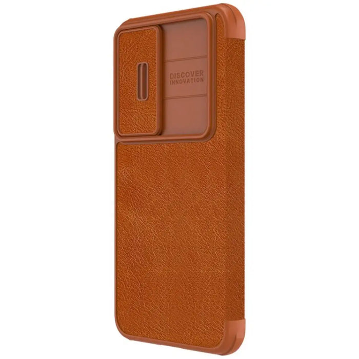 Nillkin Qin Leather Pro Case Case for Samsung Galaxy S23+ Cover with Flip Camera Protector Brown - Cell phone cases