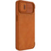 Nillkin Qin Leather Pro Case iPhone 14 Camera Cover Holster Cover Flip Case Brown - Cell phone cases