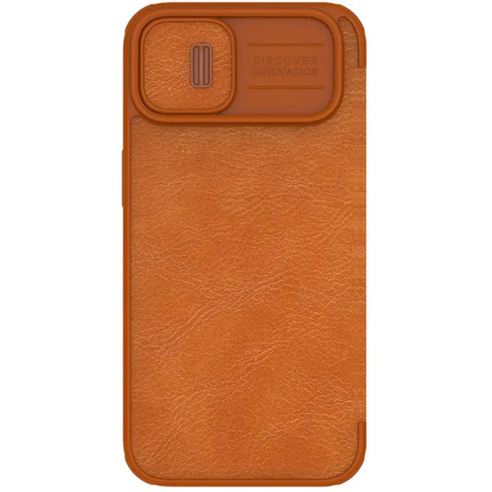 Nillkin Qin Leather Pro Case iPhone 14 Camera Cover Holster Cover Flip Case Brown - Cell phone cases