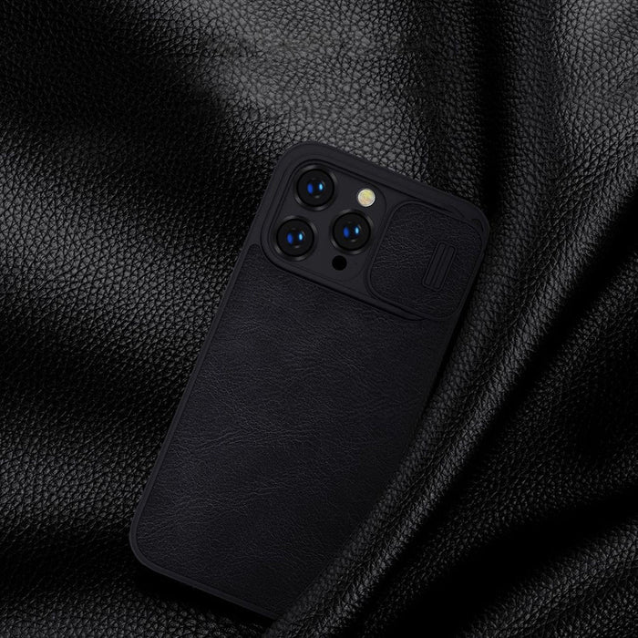 Nillkin Qin Leather Pro Case iPhone 14 Pro Max Camera Cover Holster Cover Flip Case Brown - Cell phone cases