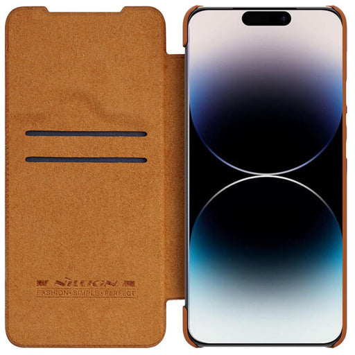 Nillkin Qin Leather Pro Case iPhone 14 Pro Max Camera Cover Holster Cover Flip Case Brown - Cell phone cases